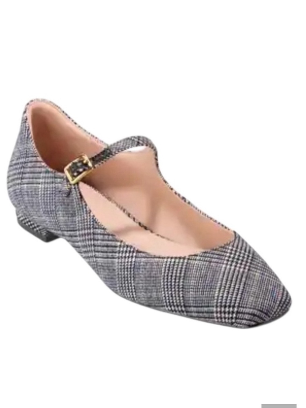 Cole Haan multi-Plaid Bridge Mary Jane Flat with Gold Buckle